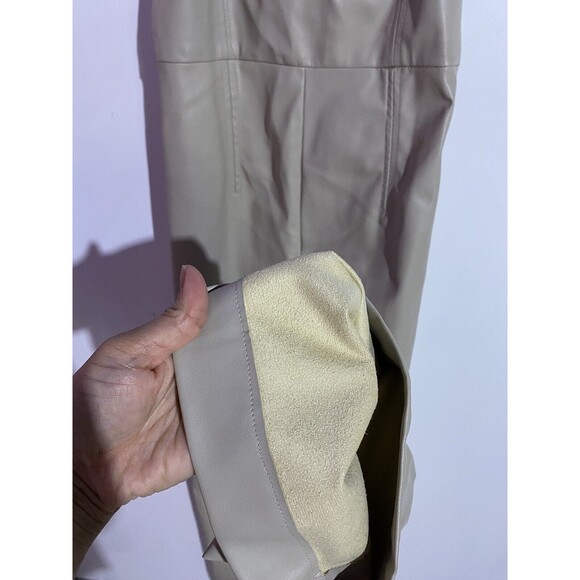 Zara Jumpsuit Small Beige Faux Leather Adjustable Straps Party Summer Tan - Picture 8 of 16